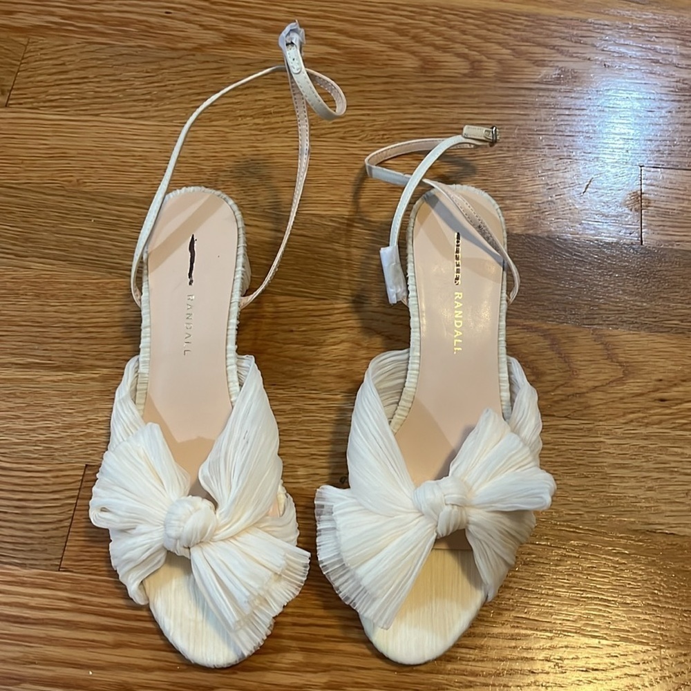 Loeffler Randall Dahlia Pearl Pleated Bow Heel Size 8 NEW - Picture 5 of 15
